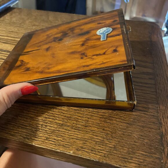 Vintage Prestige By Celebrity Tortoise Shell Compact Double Mirror Vanity 60’s - Picture 4 of 8